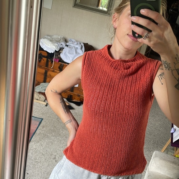 Takeout Boho Knit Rustic Orange Top Small - Picture 4 of 11